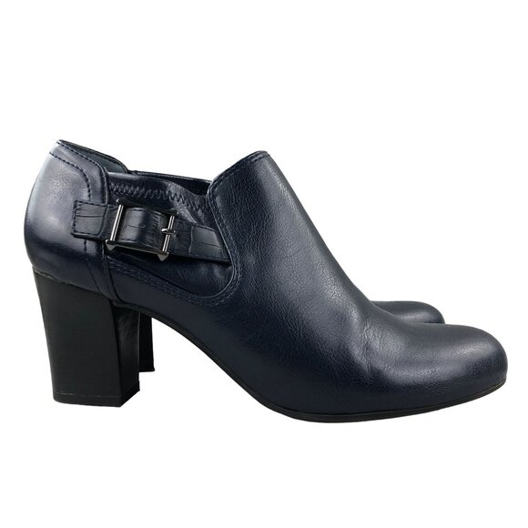 Franco Sarto Women's Size 9M Rapport Blue Faux Leather High Heel Ankle Booties - Picture 1 of 14